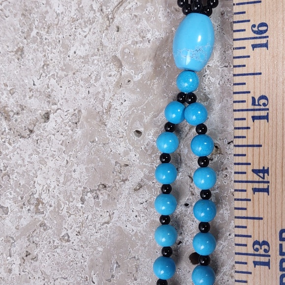 Southwestern Sterling Turquoise/Onyx Necklace - Picture 10 of 12